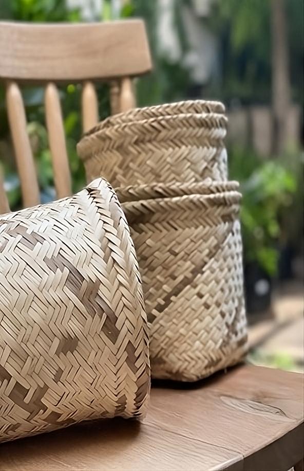 Canasto Artesanal en Fibra | Al Solar Vivero